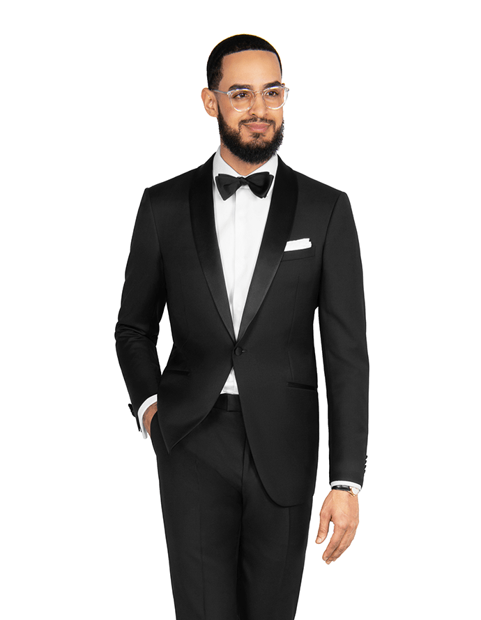 black tuxedo suit with tie