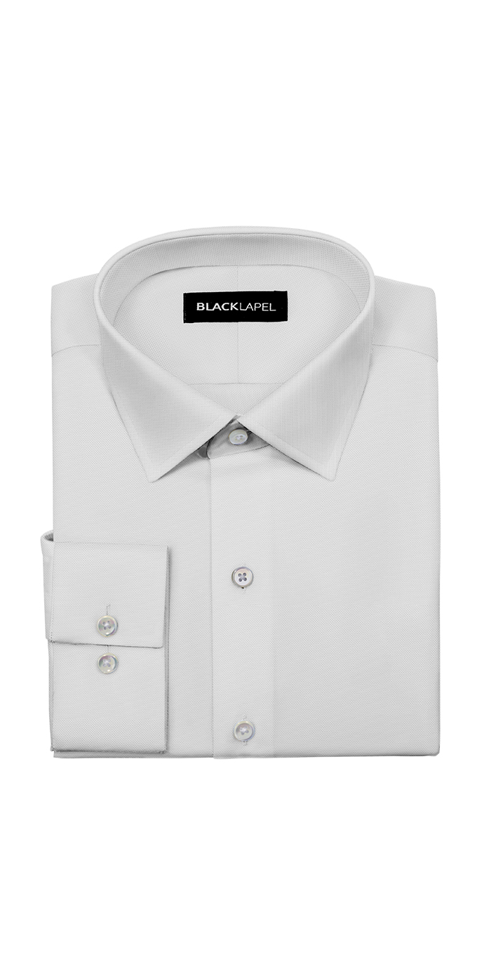 White Royal Oxford Dress Shirt | Black Lapel
