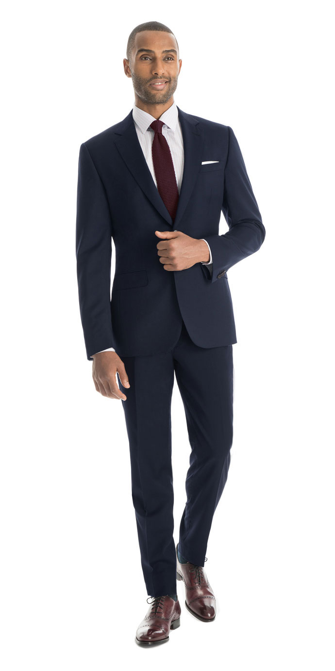 Blue Men's Suit 3 Pieces Black Lapel Wedding suits Formal Business Slim Custom 