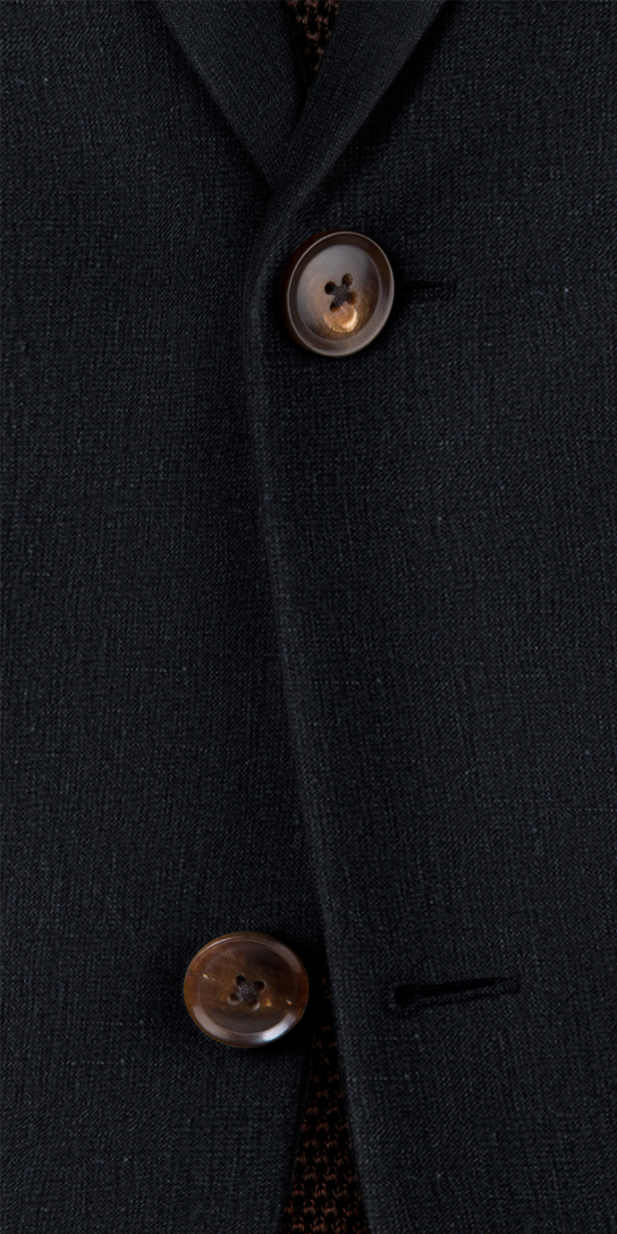 Navy Linen Blazer | Black Lapel