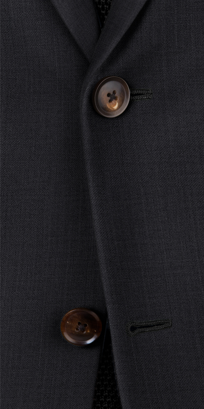 Navy Twill Suit| Black Lapel